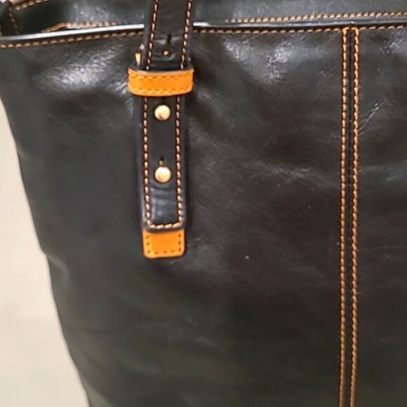 Vera Bradley Sagebrush Satchel Gallatin Leather Black and Tan - Picture 4 of 14